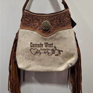 American Darling Tan and Cream Fringe Shoulder Bag custom